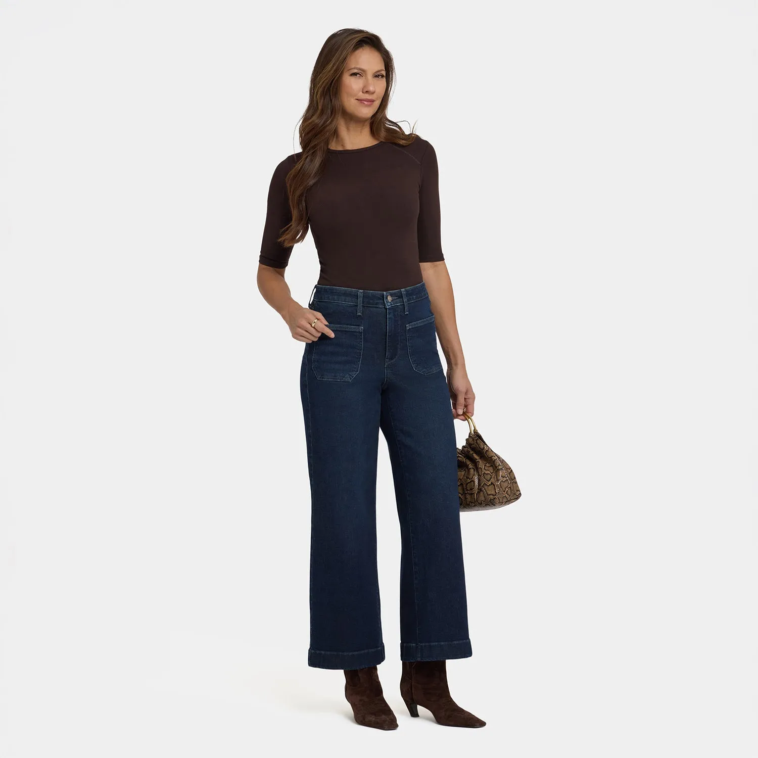 NYDJ Teresa Wide Leg Ankle Jeans Blacken Blue