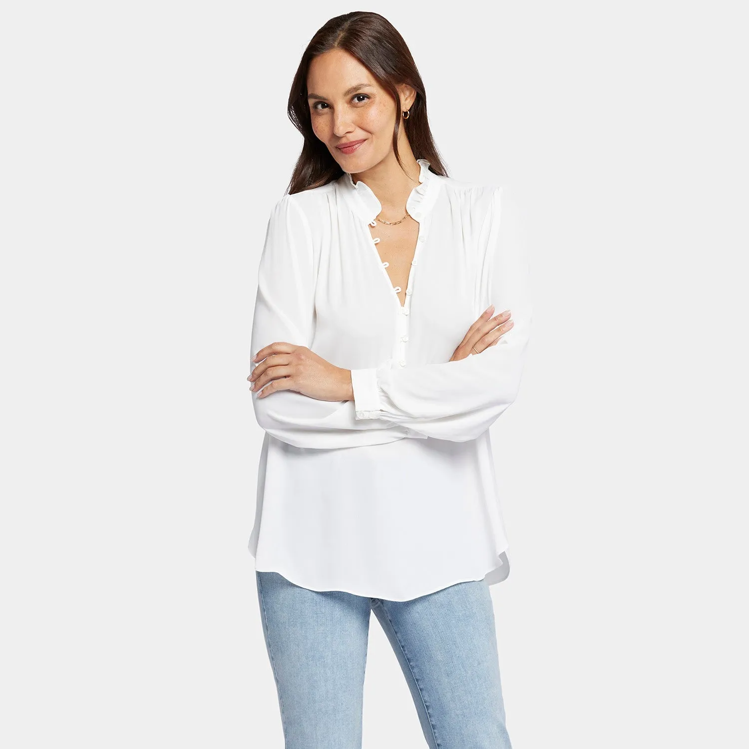 NYDJ Hannah Bluse Optic White Recycled