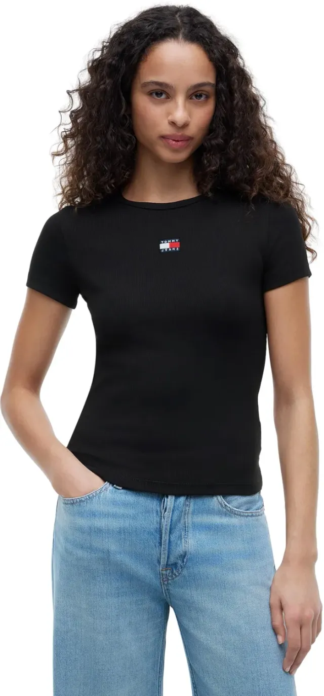 Tommy Jeans TJW Slim Badge Rib Tee T-Shirt Damen M