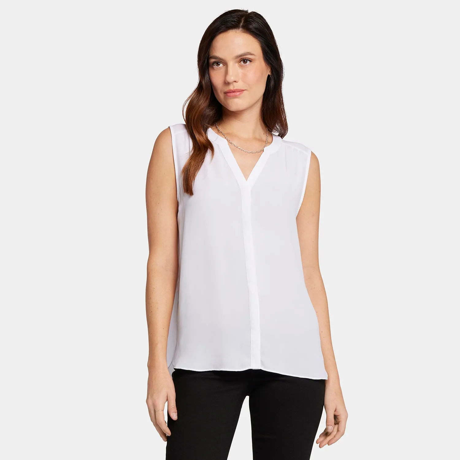 NYDJ Sleeveless Pintuck Blouse Bluse Optic White ärmellos