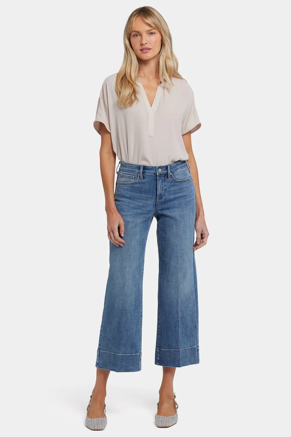 NYDJ Teresa Wide Leg Ankle Jeans Majorca Bay mittelblau