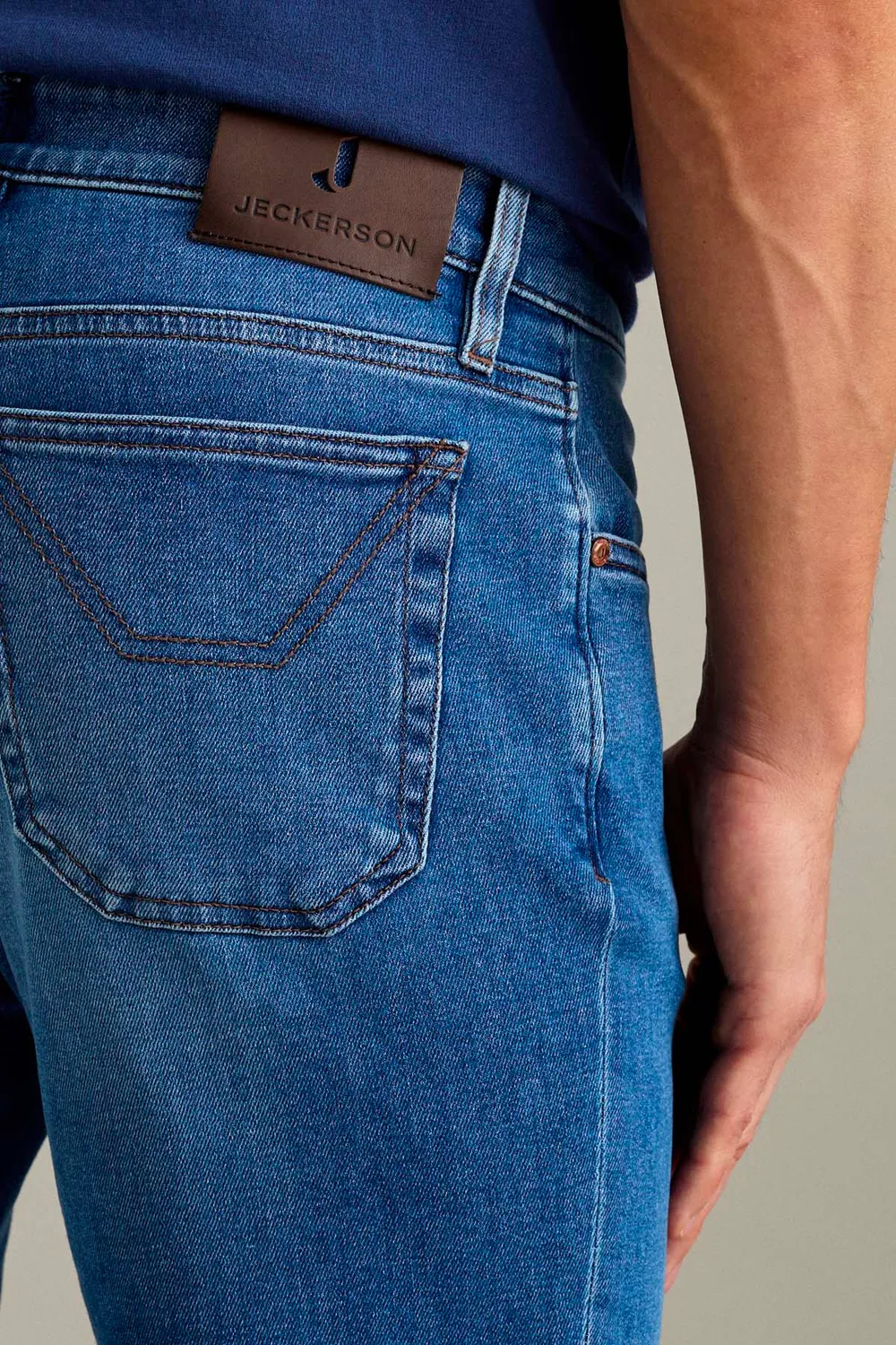 Jeckerson Jordan Slim Fit Jeans Mittelblau Stretch-Denim