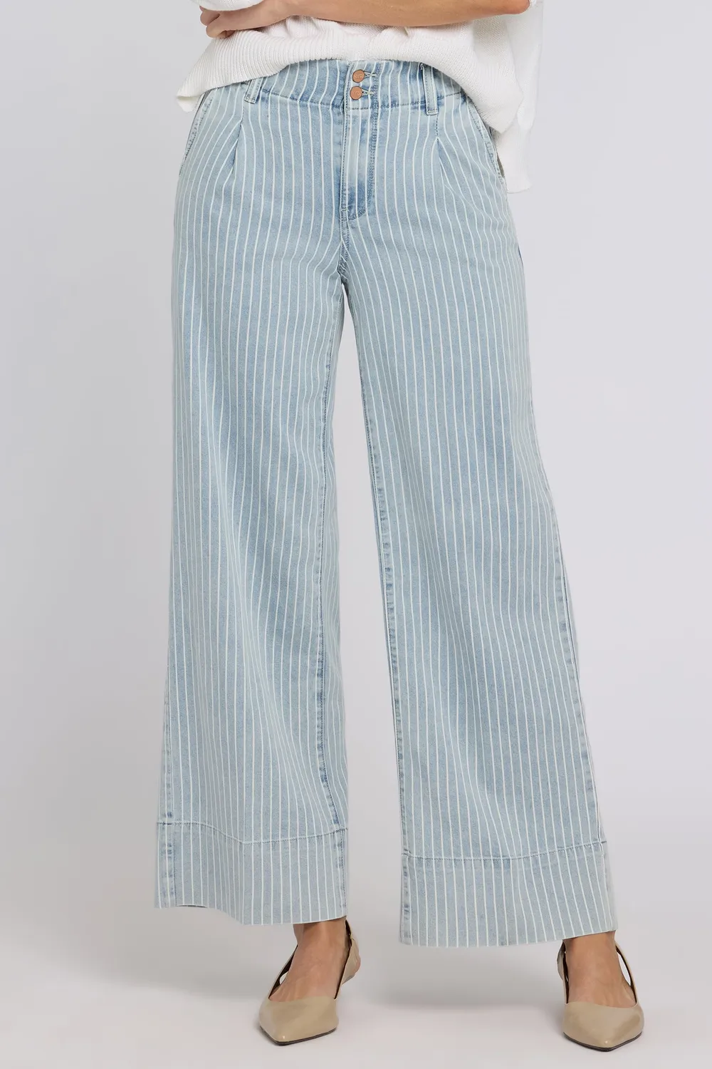 NYDJ Simone Wide Leg Jeans Azure Stripe High Rise