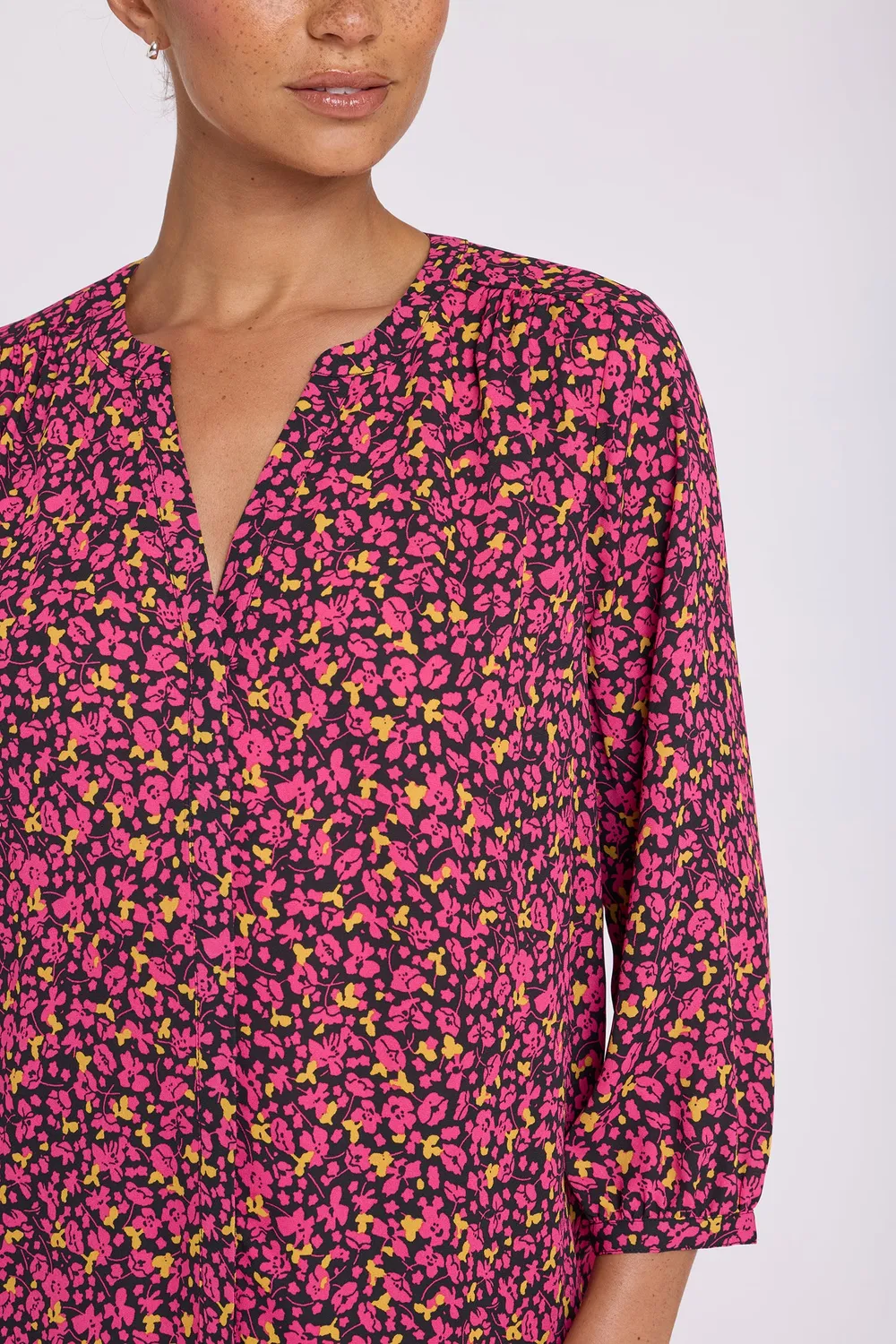 NYDJ Pintuck Bluse Evangeline 3/4-Arm gemustert