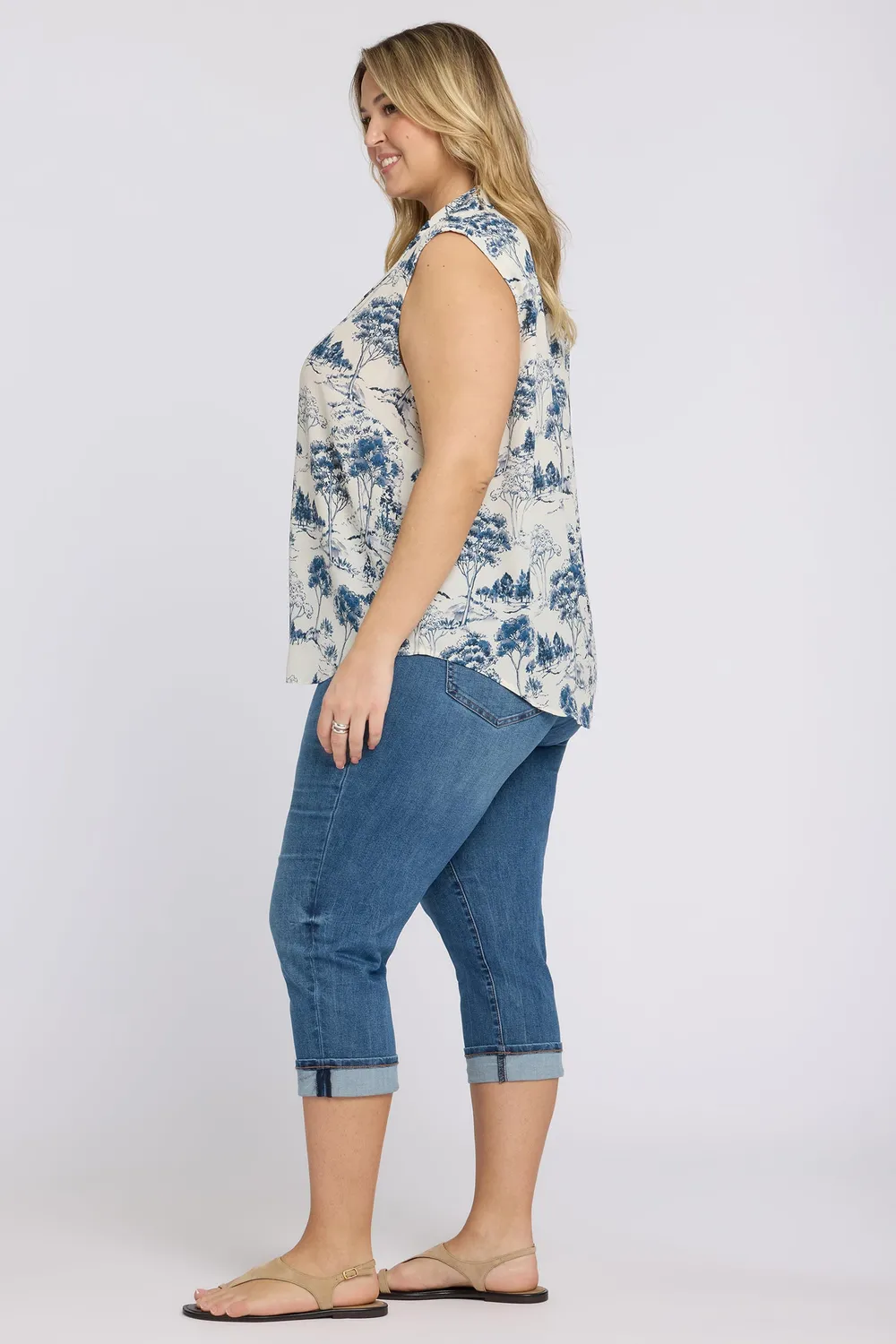 NYDJ Gabrielle Sleeveless Blouse Plus Size Bluse Le Parc gemustert
