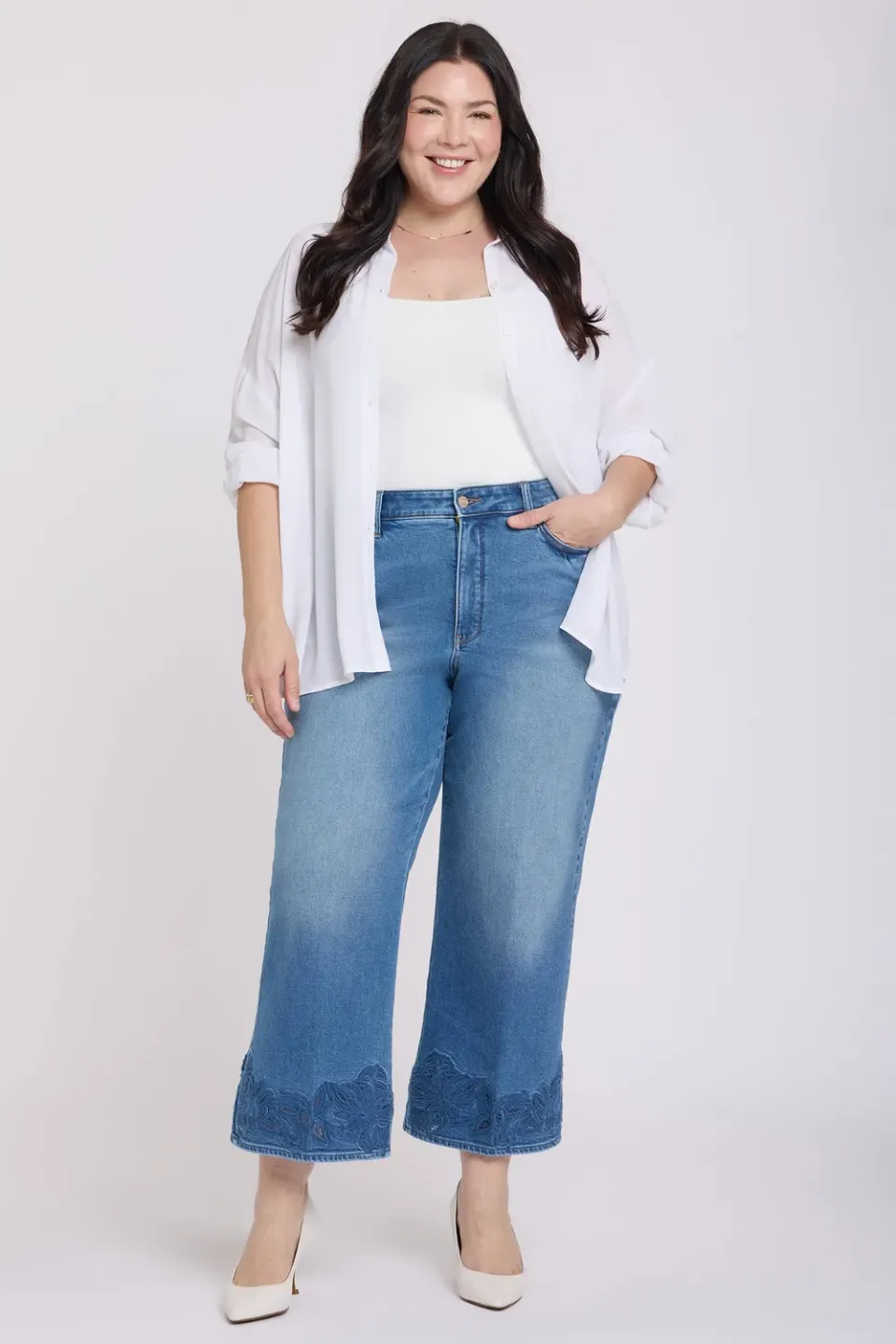 NYDJ Teresa Wide Leg Ankle Jeans Port Sea Plus Weit