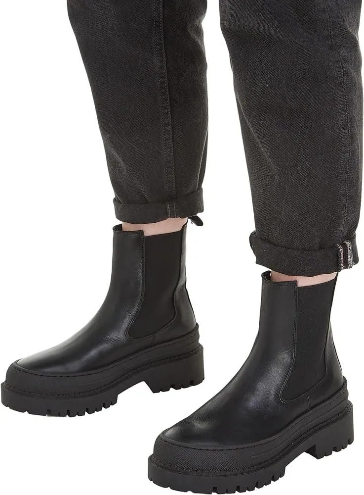 Tommy Jeans Mid Boot Damen Lederstiefel Schwarz 40