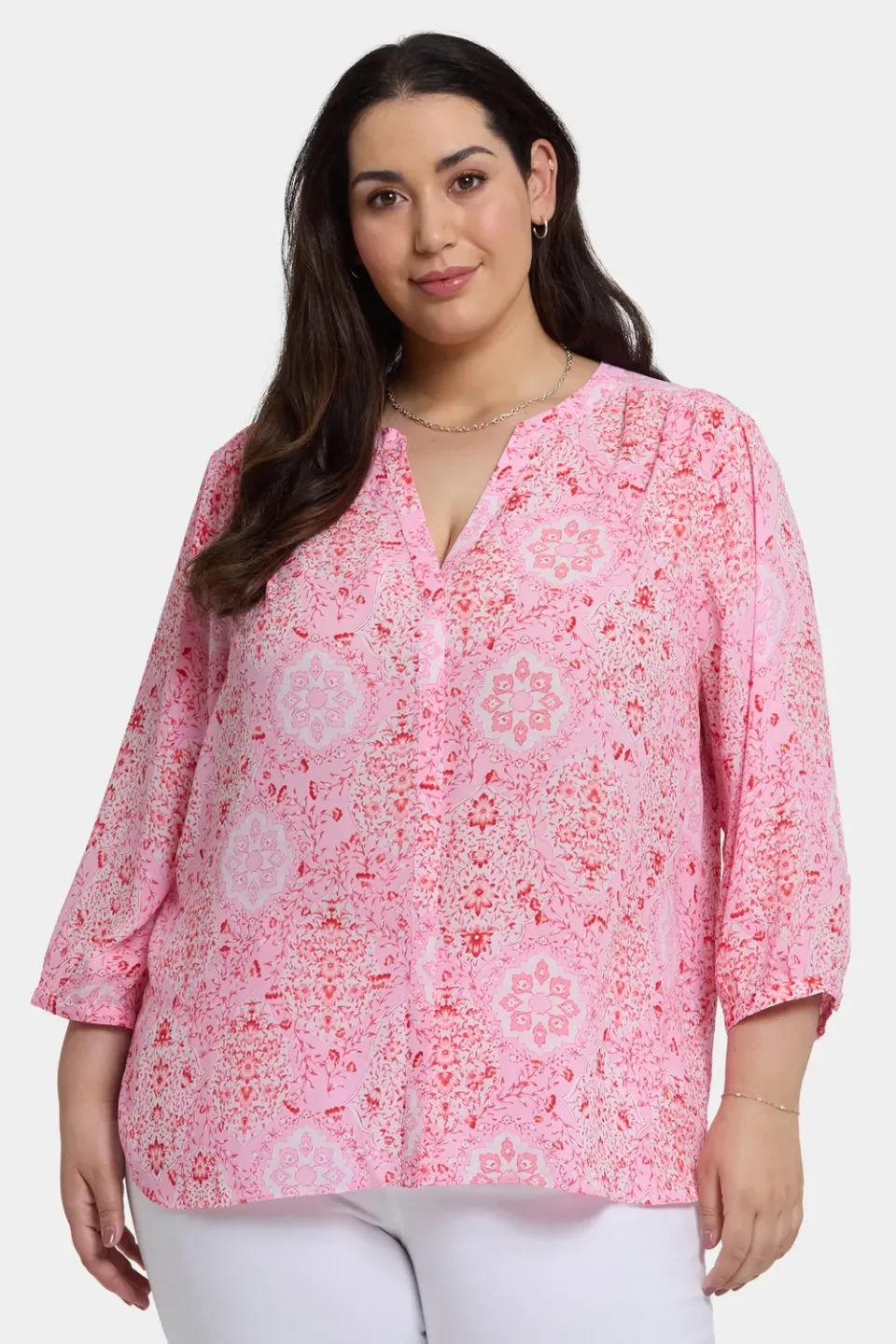 NYDJ Pintuck Isla Magica Bluse Plus Size voile