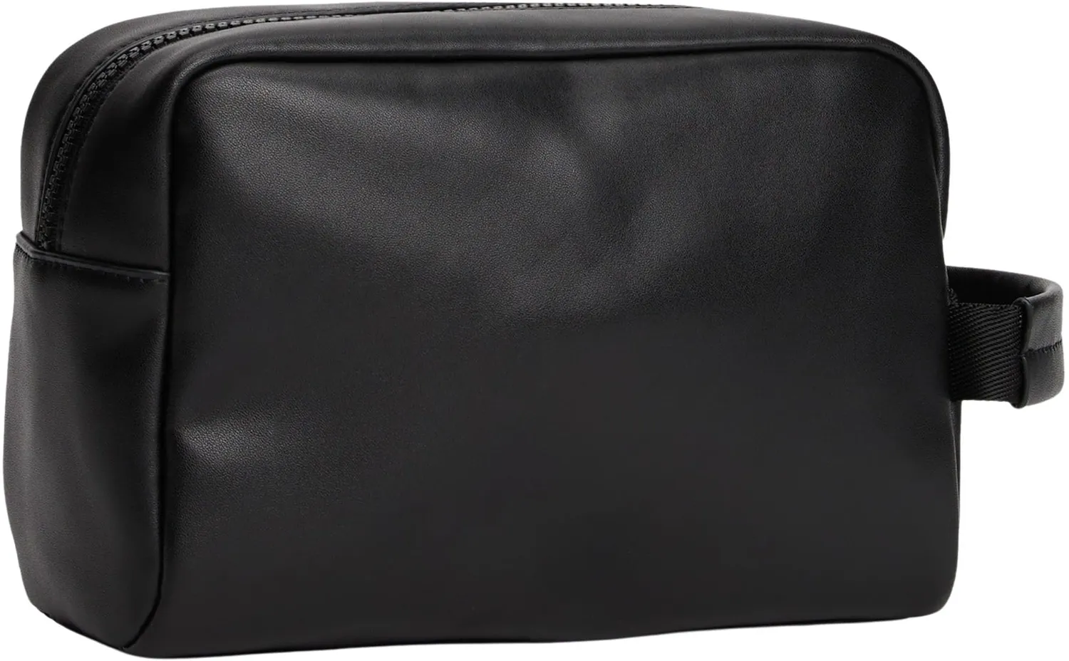 Tommy Jeans Linear Washbag Kulturbeutel Leder Schwarz