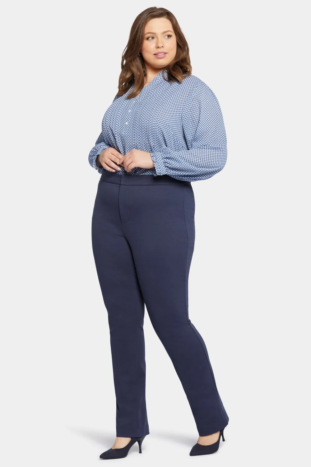 NYDJ Slim Trouser Hose Oxford Navy Plus Size