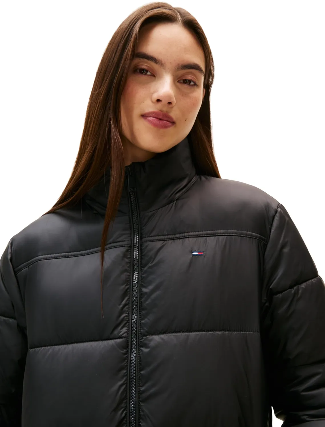 Tommy Jeans Maxi Steppmantel Damen Kapuze schwarz XL