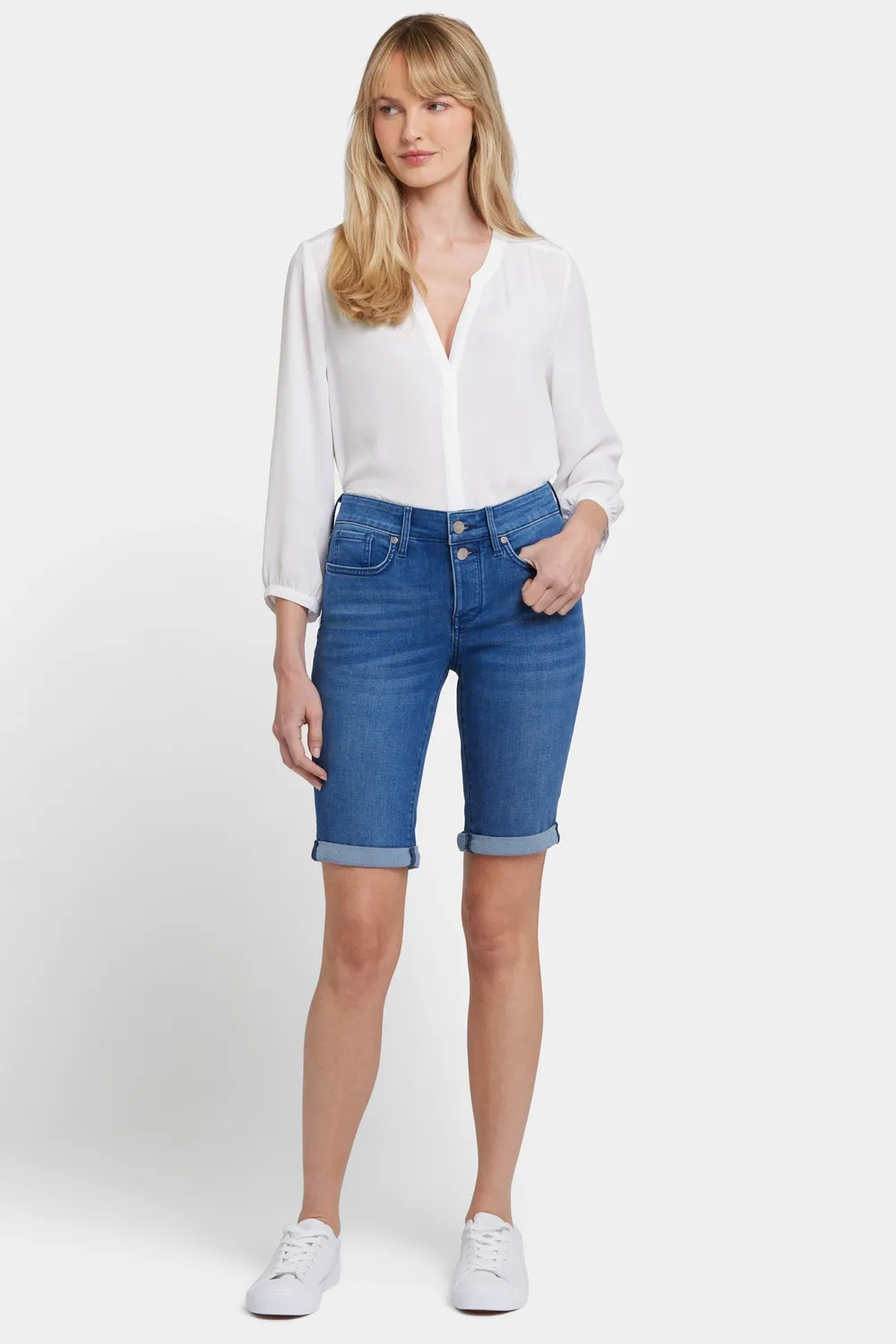 NYDJ Briella 11 Inch Jeansshorts Nevin Blau