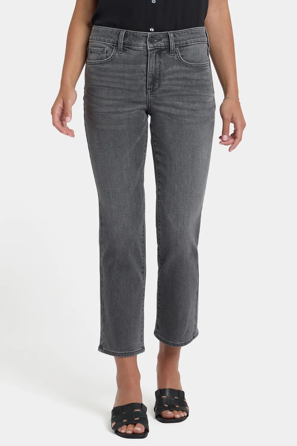 NYDJ Marilyn Straight Ankle Jeans Dusty Ash Grau