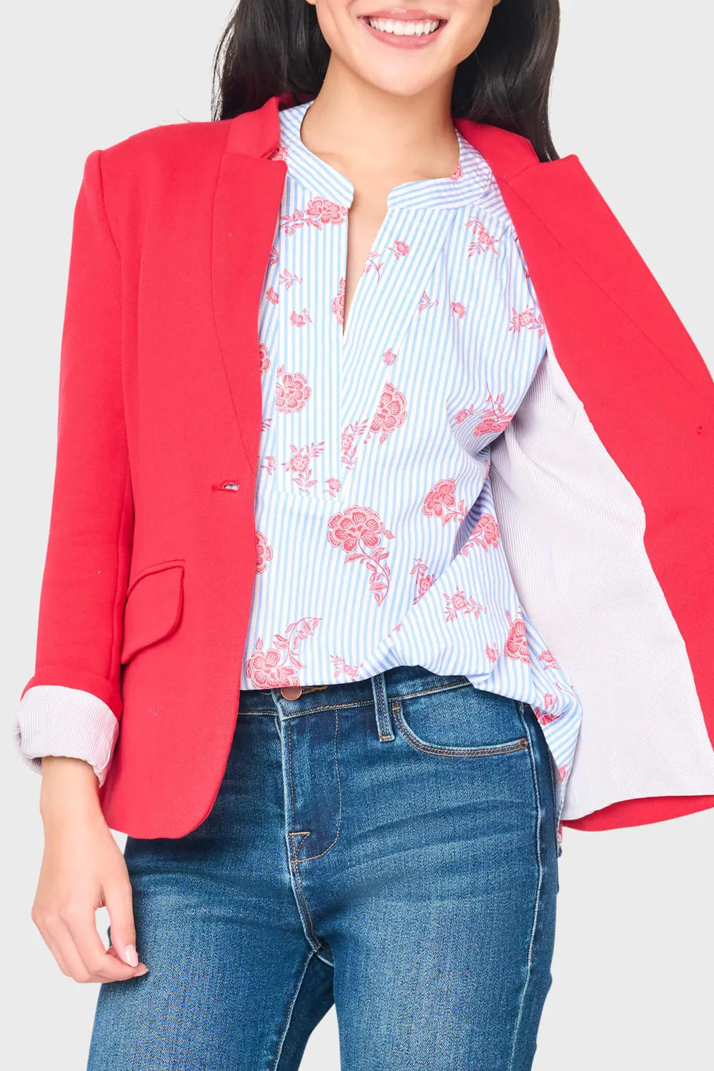 Gibsonlook Notch Collar Strickblazer Rot Lipstick