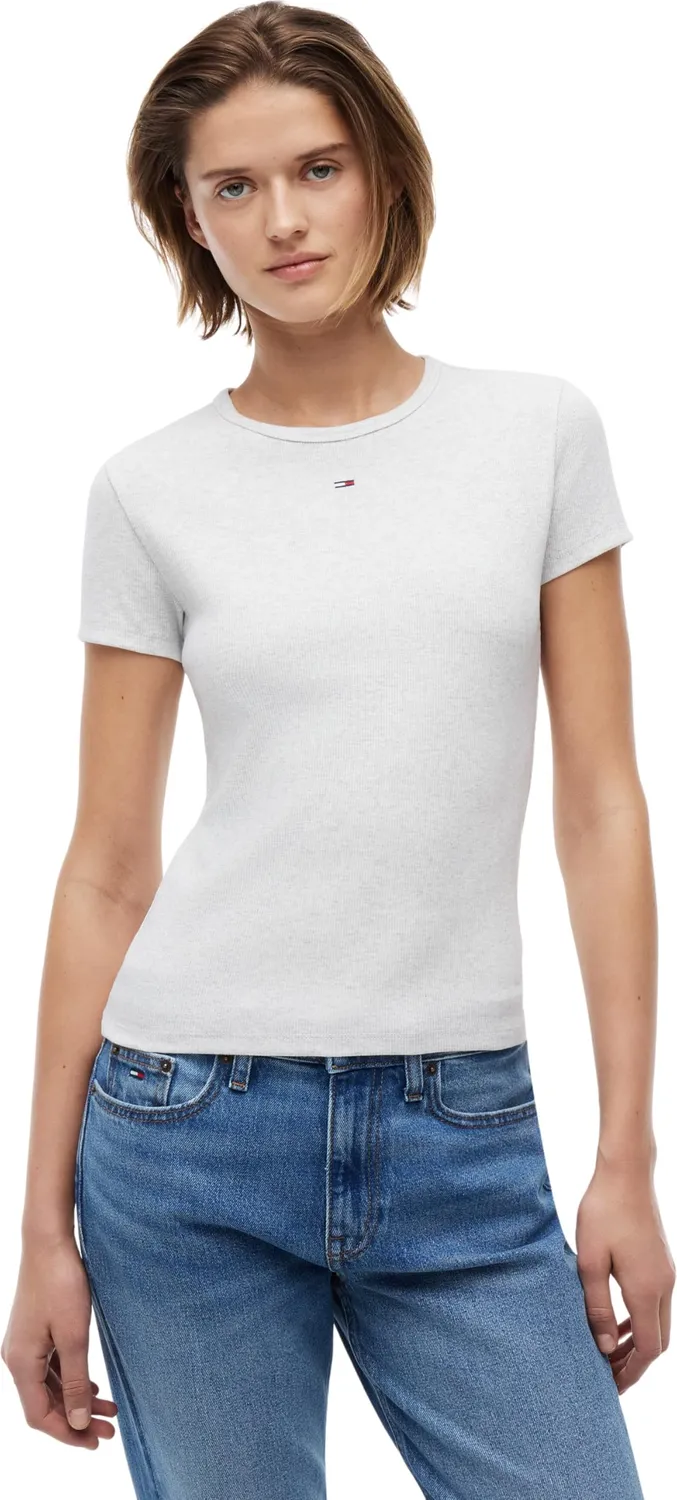 Tommy Jeans TJW Slim Essential Rib DW0DW17383 T-Shirt Blau M Slim Fit