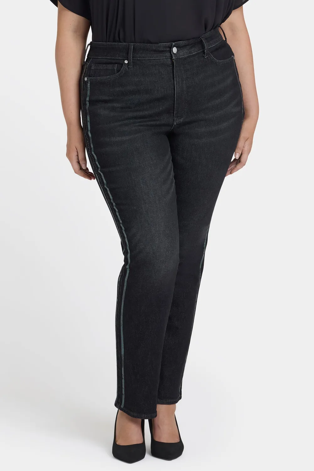 NYDJ Marilyn Straight Jeans Plus French Nightfall Pailletten