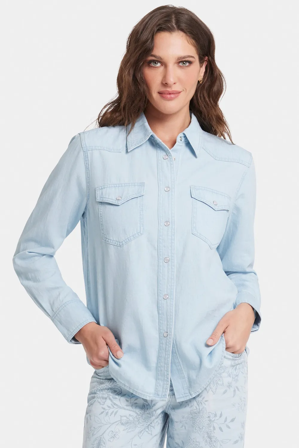 NYDJ Classic Jeanshemd Icy Lagoon Hellblau