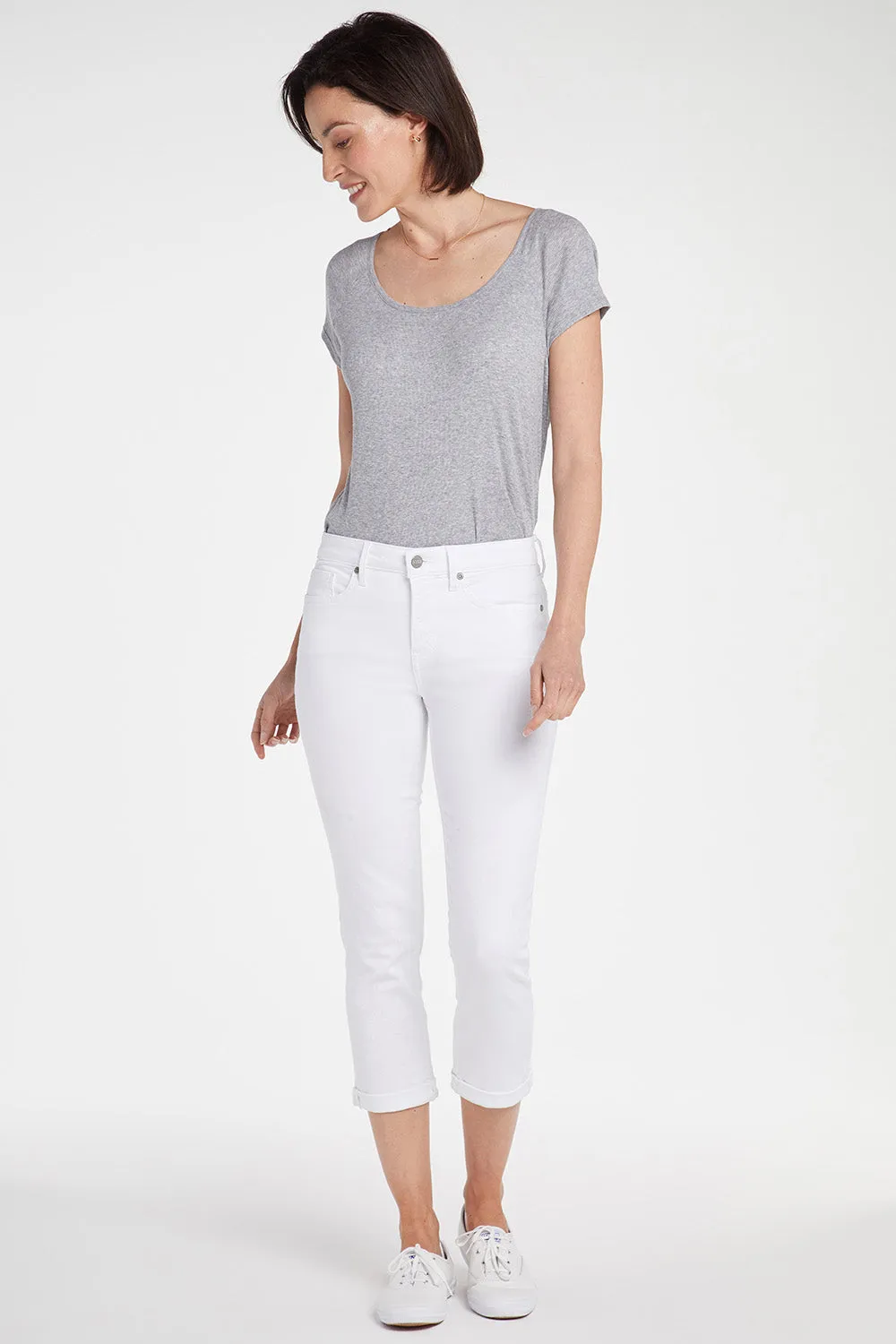 NYDJ Chloe Skinny Capri Jeans Optic White figurformend