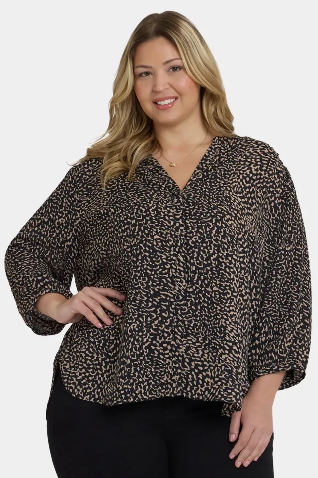 NYDJ Pintuck Bluse Plus Camille le Vie 3/4 Arm