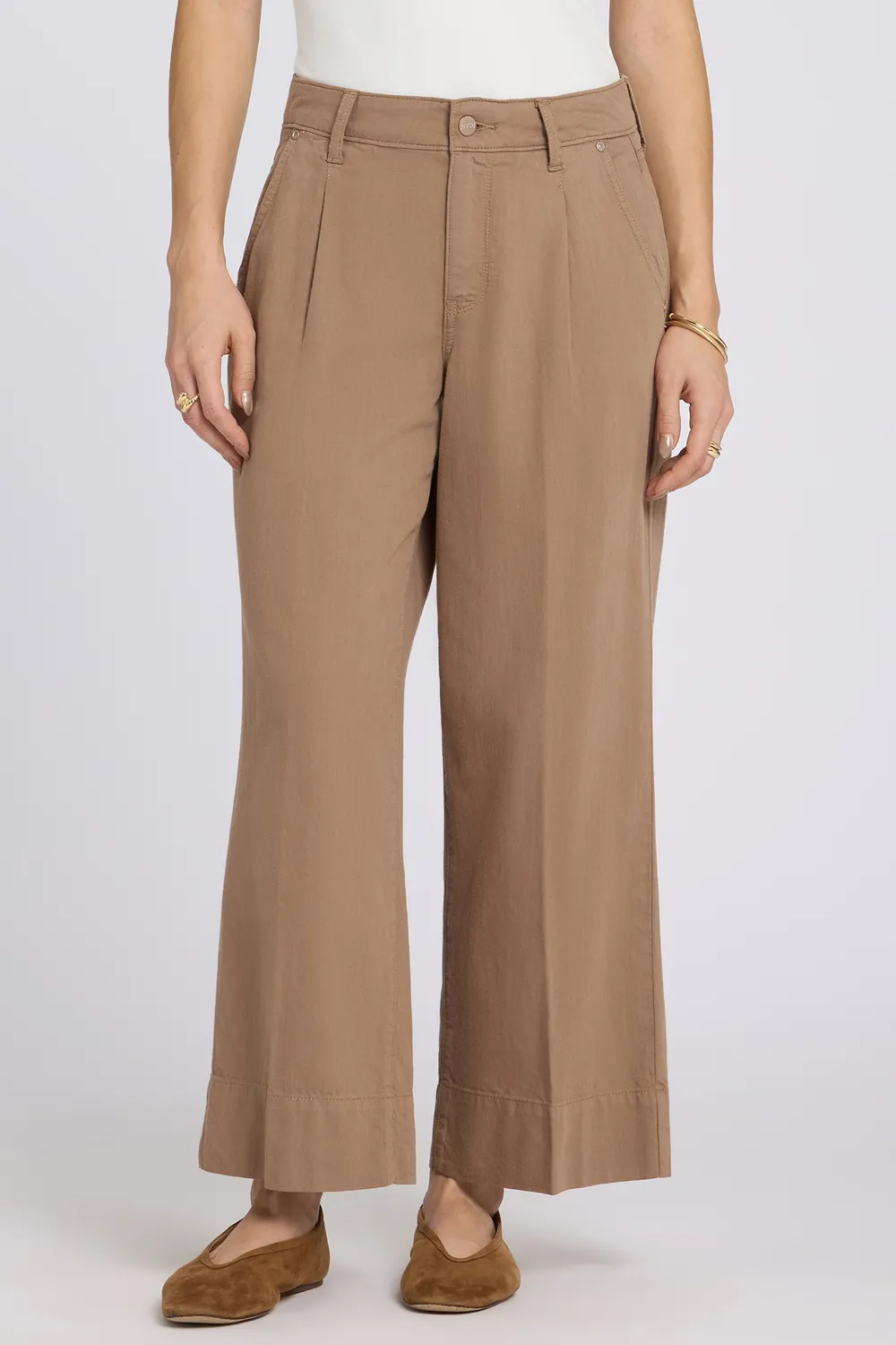 NYDJ Teresa Wide Leg Ankle Jeans Toasted Coconut hellbraun