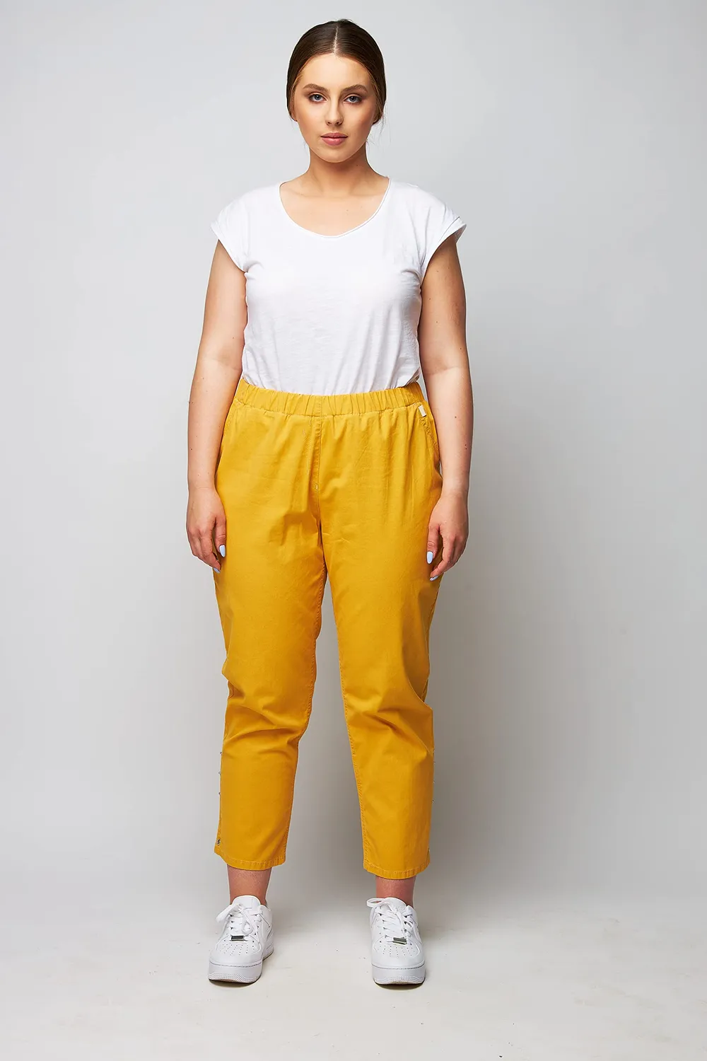 Wille Schlupfhose Jeans Damen ockergelb bequem Gummizug