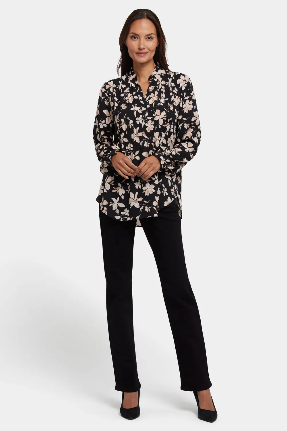 NYDJ Pleated Front Tunika Claudette Schwarz