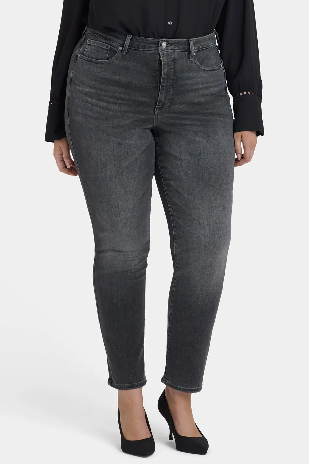 NYDJ Sheri Slim Jeans Gloomy Marais Grau Plus