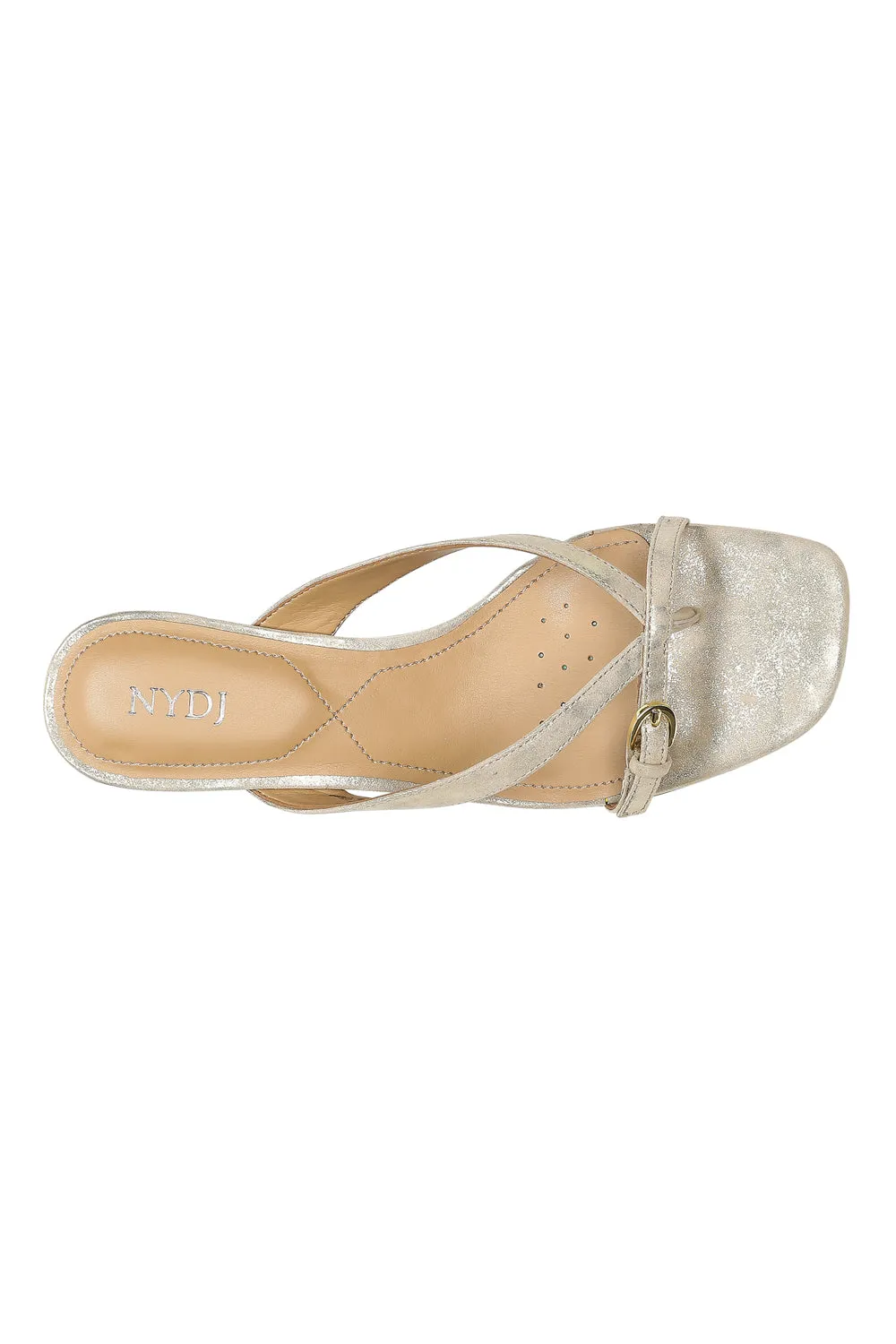 NYDJ Glam Blockabsatz Sandalen Wide hellgold