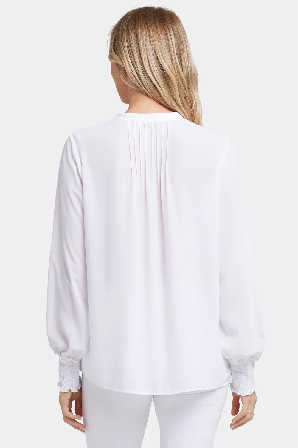 NYDJ Pleated Peasant Bluse Optic White Weiß