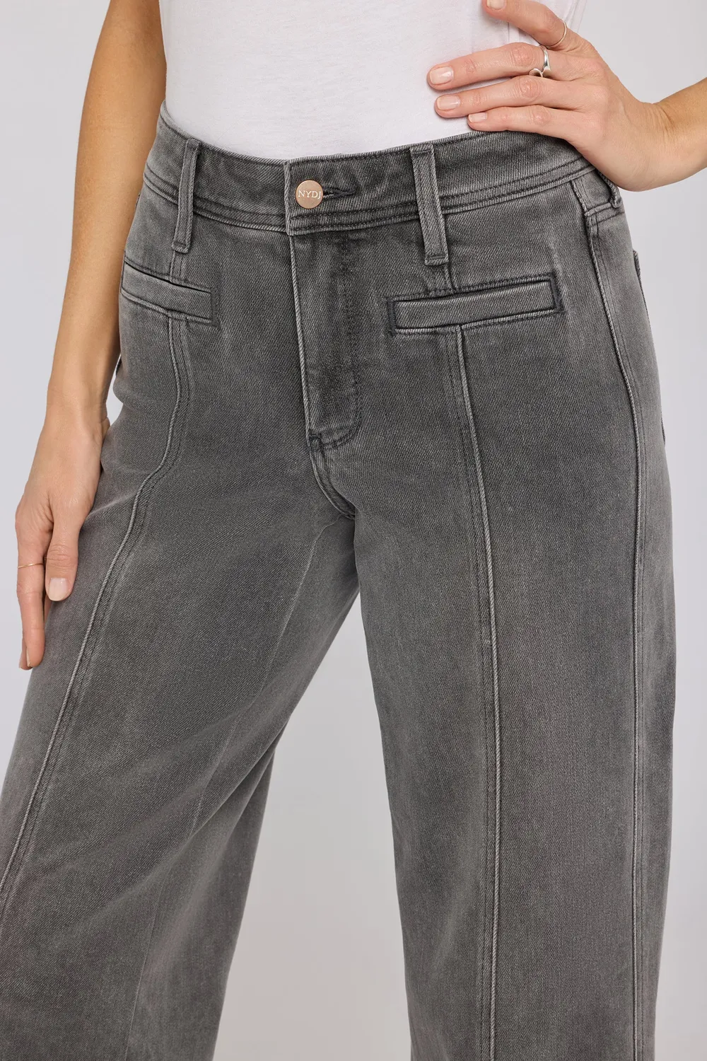 NYDJ Teresa Wide Leg Ankle Jeans Dusty Ash Grau
