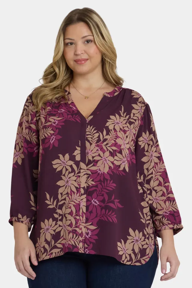 NYDJ Pintuck Bluse Plus Bonne Nouvelle 3/4-Arm