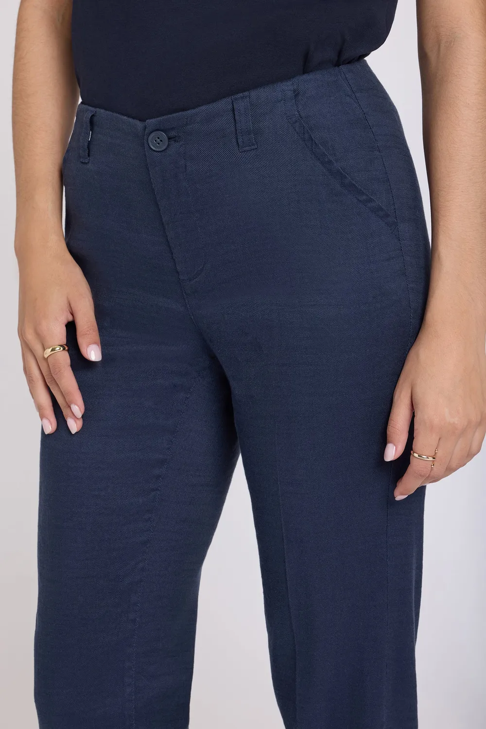 NYDJ Marilyn Straight Pants Oxford Navy Leinen