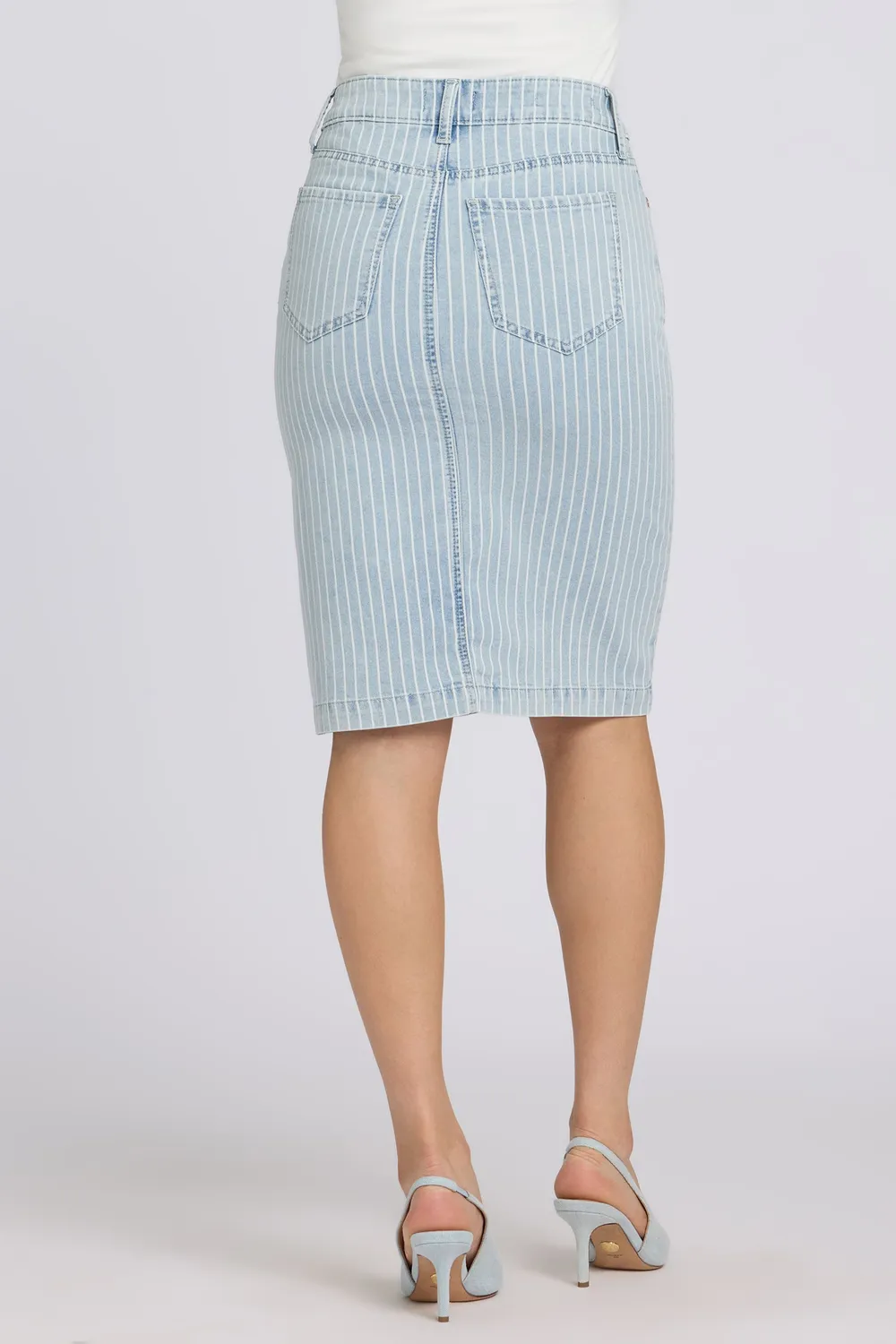 NYDJ High Rise Denim Skirt Azure Jeansrock Blau Streifen
