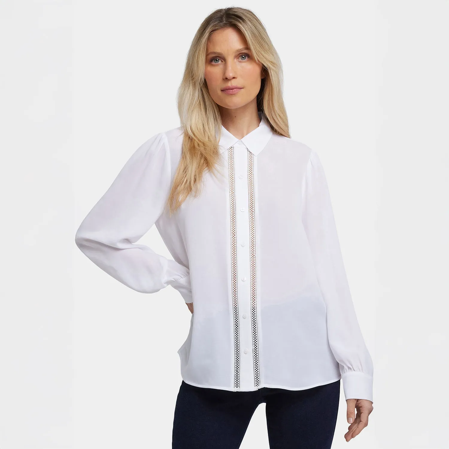 NYDJ Tiffany Blouse Bluse Optic White recycelt