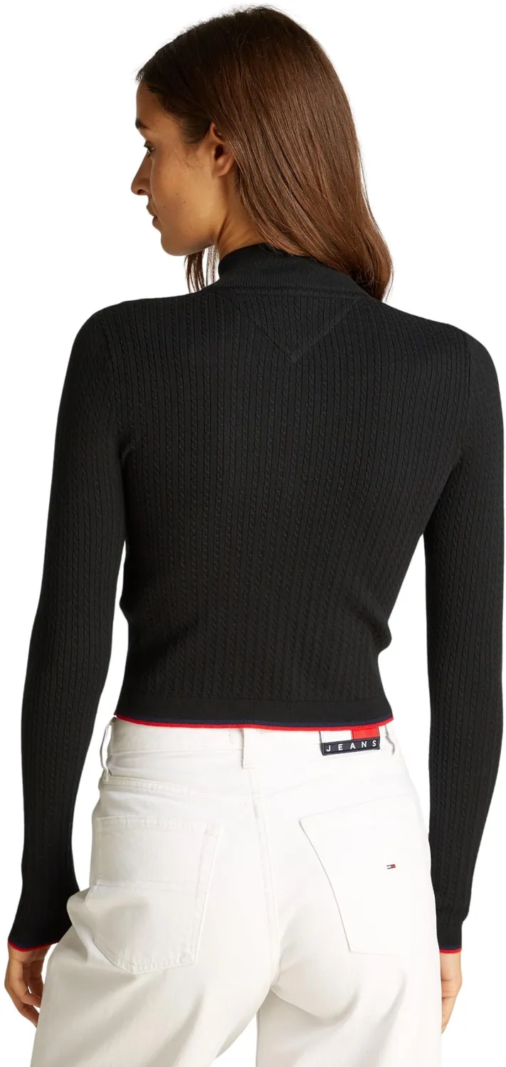 Tommy Jeans Cable Zip Thru Cardigan Damen XL Schwarz