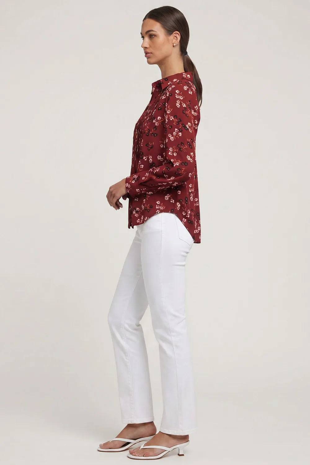 NYDJ Tuxedo Blouse Bluse Bienvenue Langarm Plissee