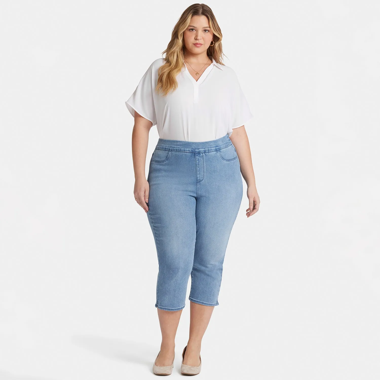 NYDJ Dakota Crop Pull-On Jeans Corfu Plus Cropped Jeans Hellblau