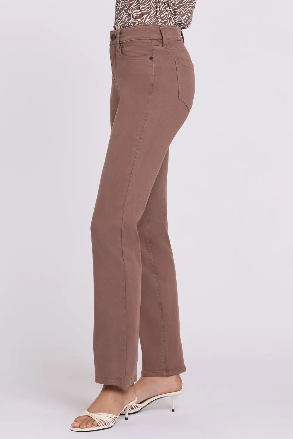 NYDJ Marilyn Straight Jeans Deep Taupe Mid Rise