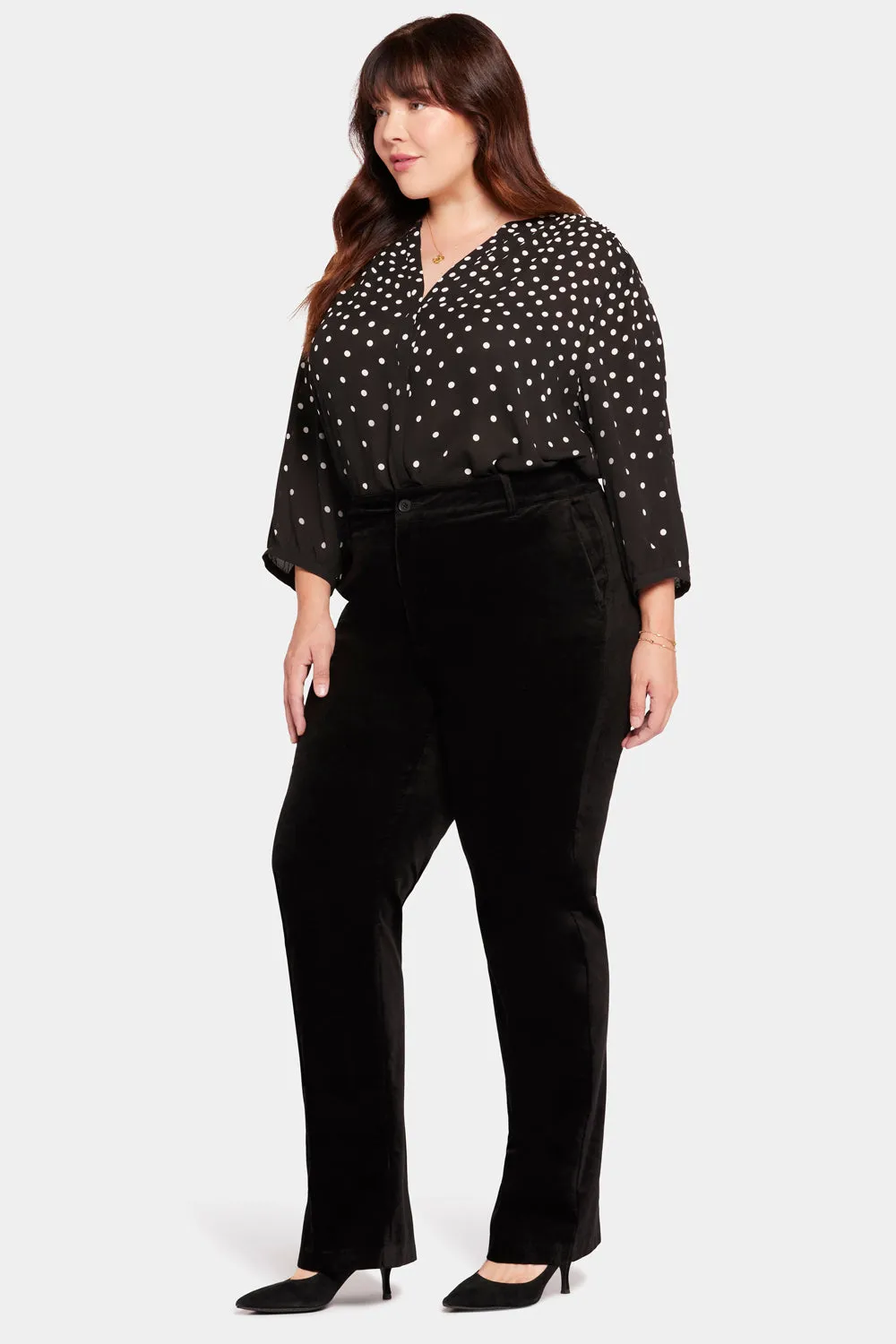 NYDJ Straight Leg Trouser Hose Schwarz Plus Samt