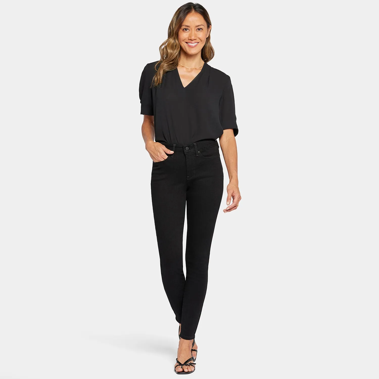 NYDJ Ami Skinny Jeans Tall Black schmale Form