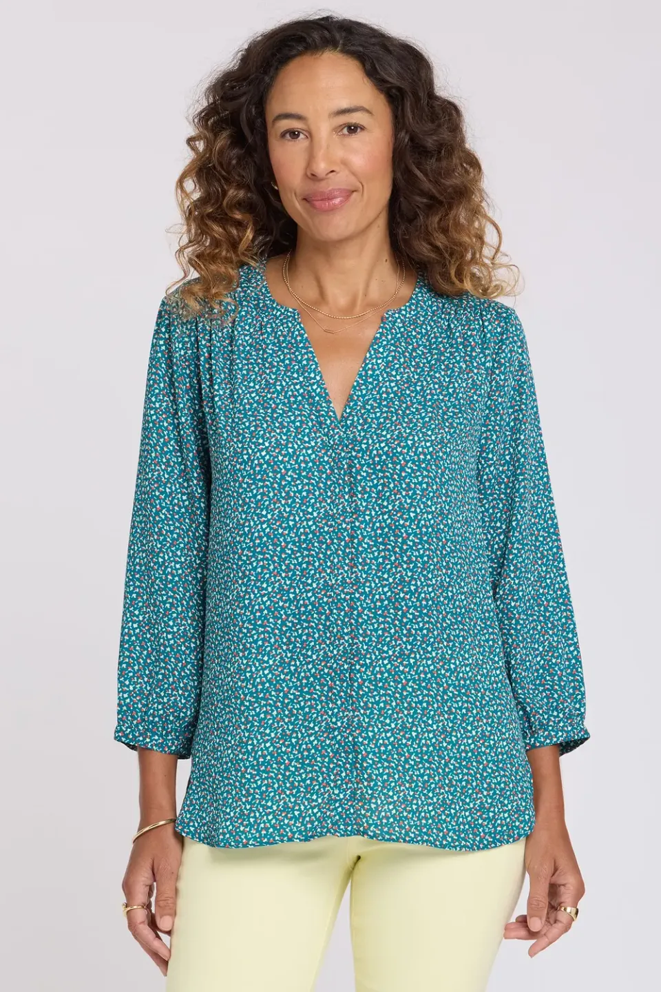 NYDJ Pintuck Bluse Darcy Ditsy 3/4-Arm