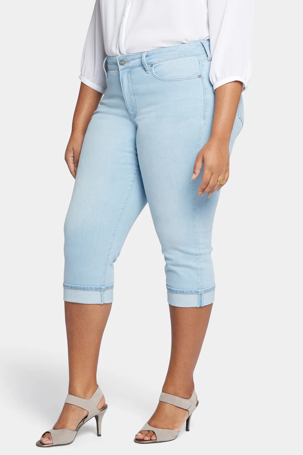 NYDJ Marilyn Straight Crop Jeans Plus Size Brightside blau