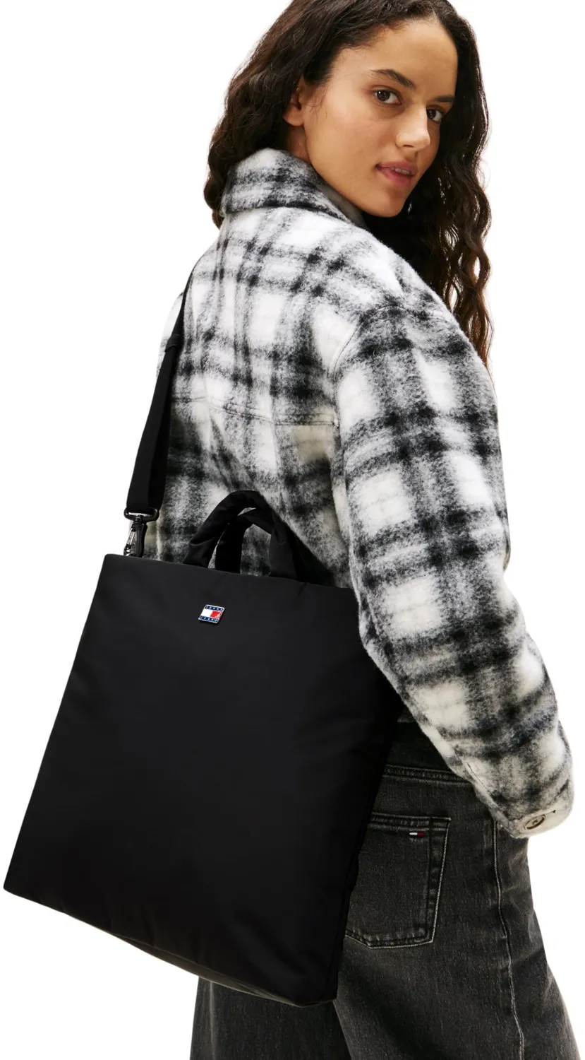 Tommy Jeans Urban Nylon Quadratisch Tote Bag Schwarz Damen
