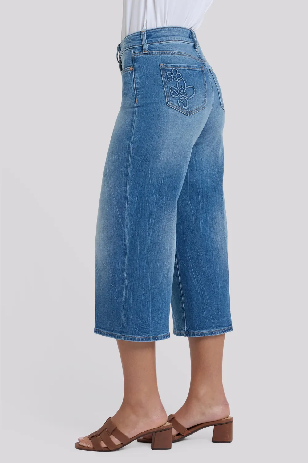 NYDJ Brigitte Wide Leg Capri Jeans Pacifica Indigo