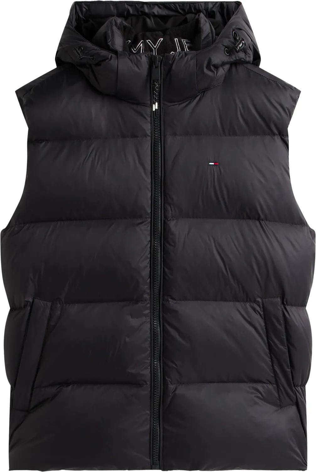 Tommy Jeans Essential Down Vest Herren Weste Schwarz Kapuze