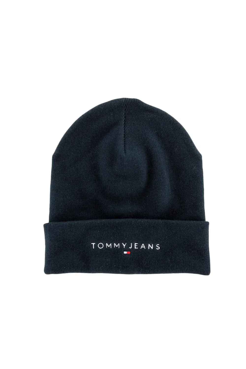 Tommy Jeans Linear Logo Beanie Mütze Grau Bio-Baumwolle