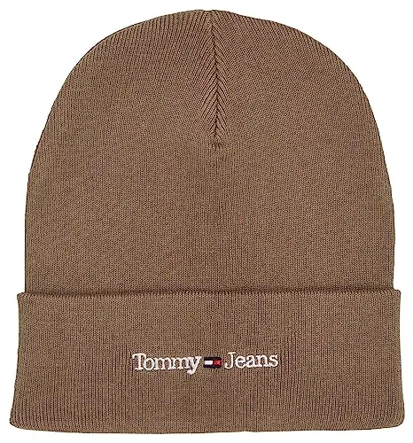 Tommy Jeans Sport Beanie Herren Strickmütze Grau Rippstrick