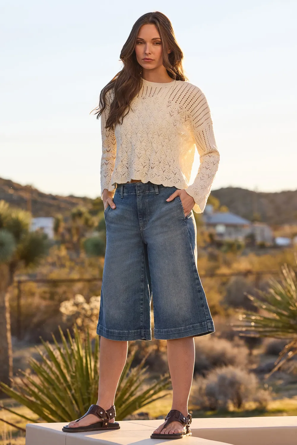 NYDJ Jeanne Culottes Jeans Breezy Palms Wide Leg