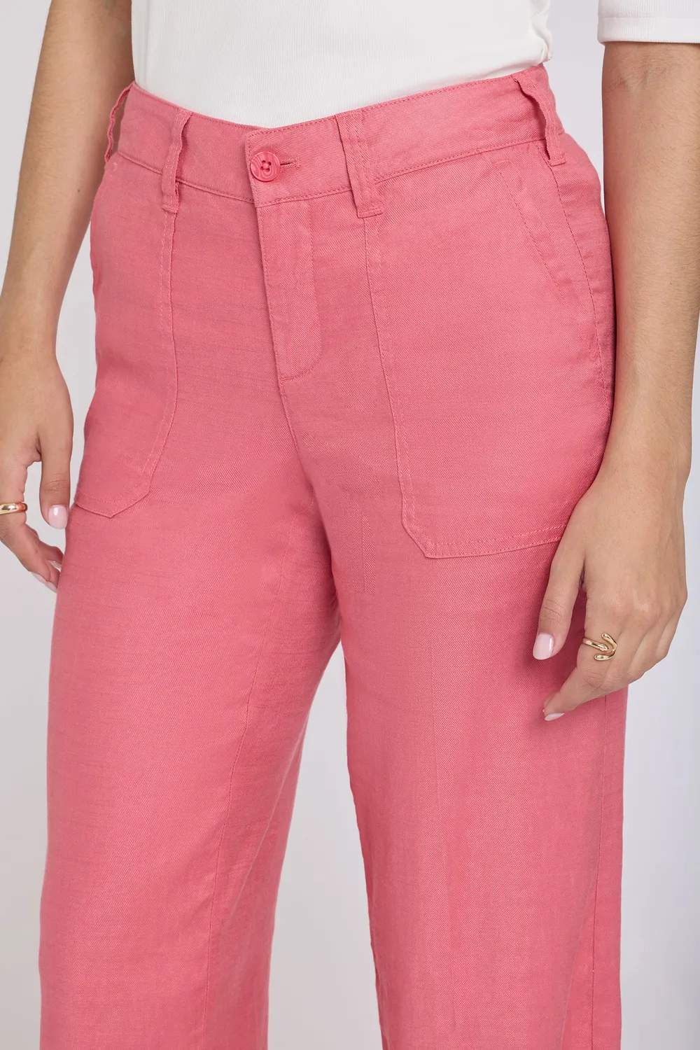 NYDJ Wide Leg Cargo Capri Desert Rose Leinen