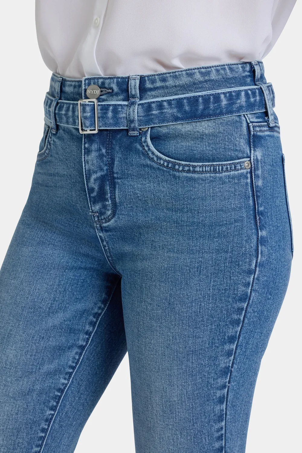 NYDJ Marilyn Straight Ankle Jeans Washed Crystal High Rise